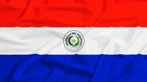 Paraguay flag on a silk drape waving Stock Illustration