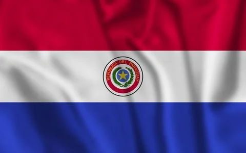 Paraguay Flag Waving Closeup With High Quality Image with Fabric Texture. 3d イラスト素材
