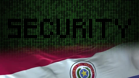 Paraguay flag - Waving flag on matrix binary code background Stock Footage 321422487