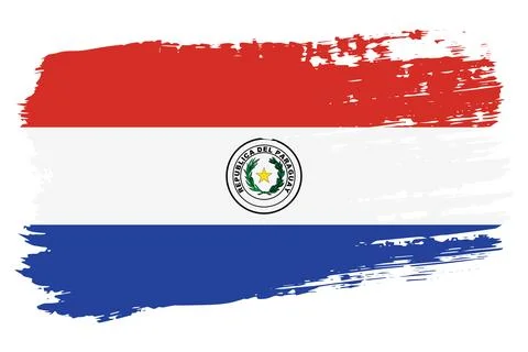 Paraguay front side flag, wide brush stroke on transparent background vector Illustrazione stock
