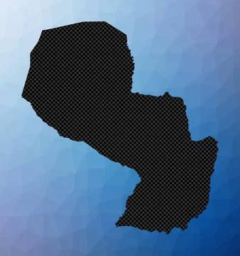 Paraguay geometric map. Stencil shape of Paraguay in low poly style. Astoni.. イラスト素材