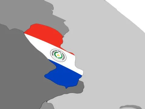 Paraguay on globe with flag Illustrazione stock