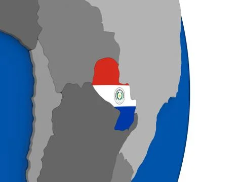 Paraguay on globe with flag Stock Illustration