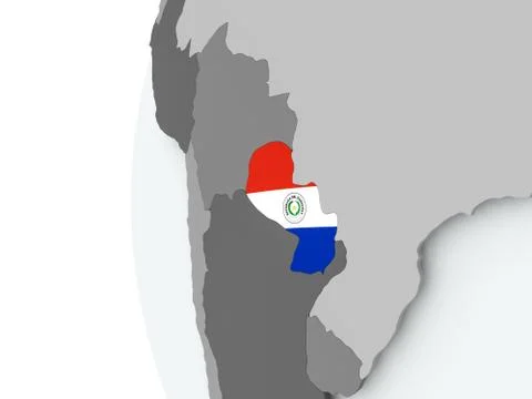 Paraguay on globe with flag Stock Illustration