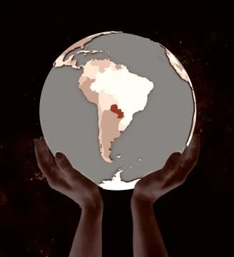 Paraguay on globe in hands イラスト素材