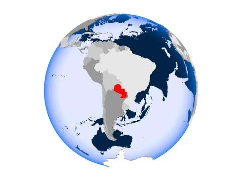 Paraguay on globe isolated Ilustración de archivo