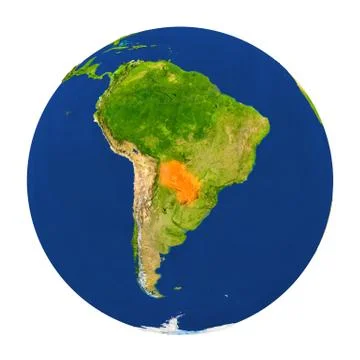 Paraguay highlighted on Earth Illustrazione stock