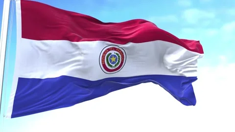 Paraguay Horizontal Flag in the Sky Speed Waving Stock-Footage 324199932