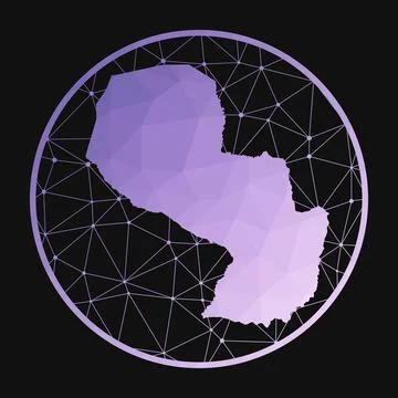 Paraguay icon. Vector polygonal map of the country. Paraguay icon in geomet.. イラスト素材
