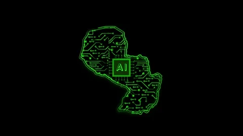 Paraguay Map AI Chipset Technology Opener Video stock 337082118