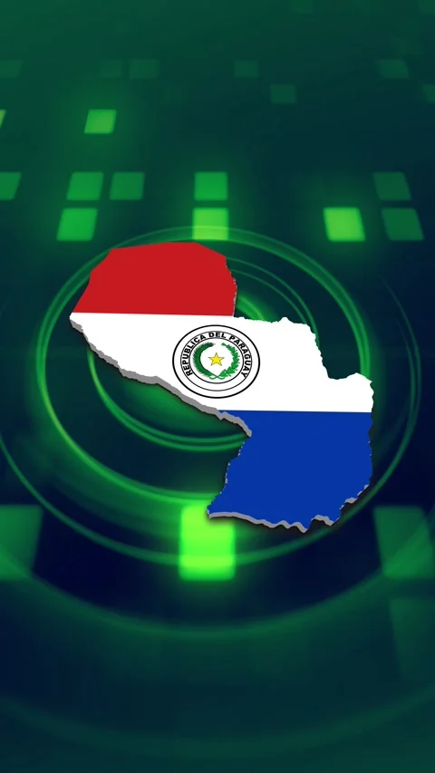 Paraguay Map and Flag Background Video stock 347126320