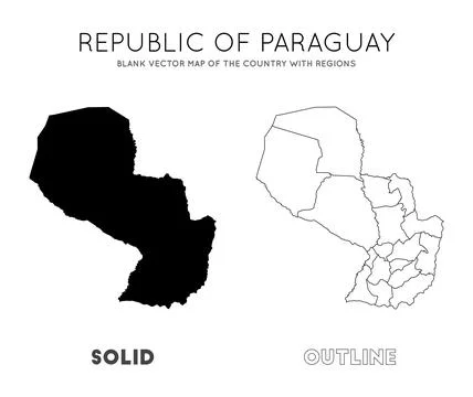 Paraguay map. Blank vector map of the Country with regions. Borders of Para.. Stock Illustration