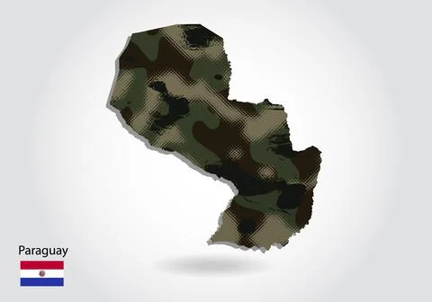 Paraguay map with camouflage pattern, Forest - green texture in map. Military Illustrazione stock
