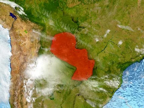 Paraguay on map with clouds イラスト素材