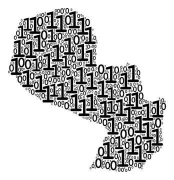 Paraguay Map Collage of Binary Digits Stockillustratie