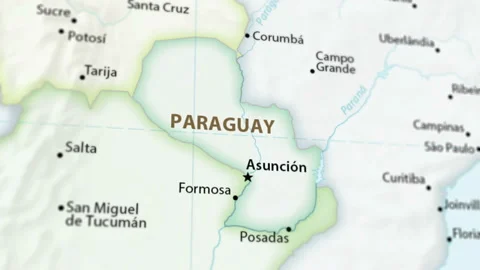 Paraguay on a Map with Defocus (4K) Stock Footage 102678859