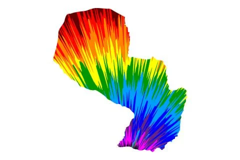 Paraguay - map is designed rainbow abstract colorful pattern Illustrazione stock