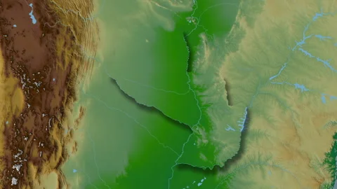Paraguay map - drive. Shadow. Physical. Stock Footage 273372153