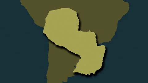 Paraguay map - extract. Shadow. Pattern. Labels Stock Footage 322796047
