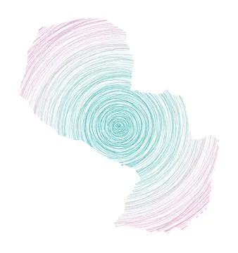 Paraguay map filled with concentric circles. Sketch style circles in shape .. 库存插图