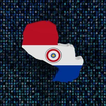 Paraguay map flag on hex code illustration イラスト素材