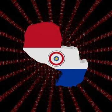 Paraguay map flag on red hex code burst illustration イラスト素材