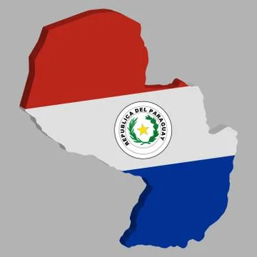 Paraguay Map flag Vector 3D illustration Eps 10 Ilustração Stock