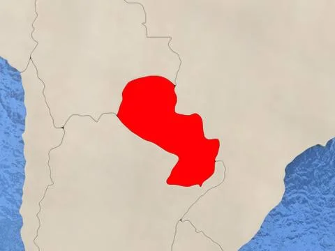 Paraguay on map 库存插图