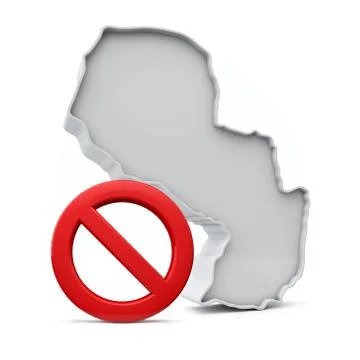 Paraguay map with red no entry warning sign. 3D Rendering Illustrazione stock