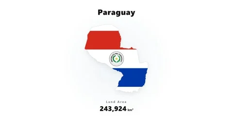 Paraguay map silhouette with red white blue stripes and central emblem gently Stock Footage 345645098