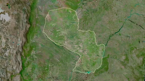 Paraguay map - solid. Border. Satellite. Stock Footage 273373308