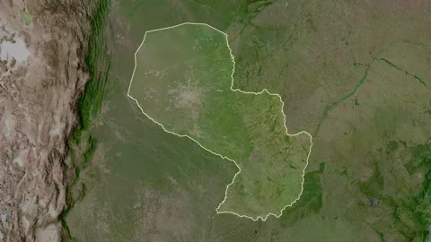 Paraguay map - solid. Regions. Satellite. Stock Footage 241721886