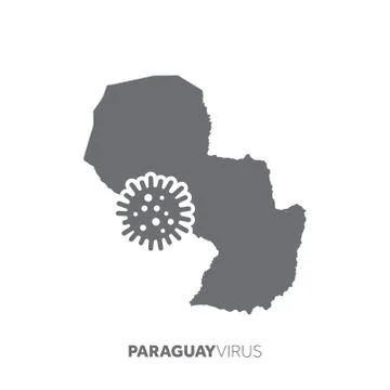 Paraguay map with a virus microbe. Illness and disease outbreak Stock Illustration