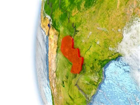 Paraguay on model of Earth イラスト素材