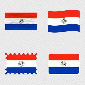 Paraguay national flag in four different styles. Illustrazione stock