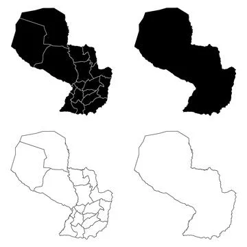 Paraguay Outline and Solid Fill Map Set. イラスト素材