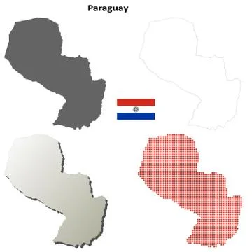 Paraguay outline map set イラスト素材