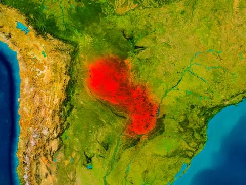 Paraguay on physical map イラスト素材