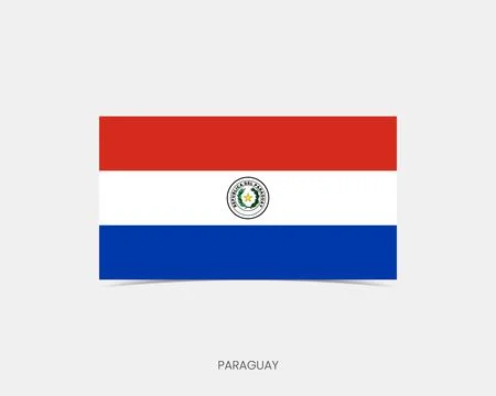 Paraguay Rectangle flag icon with shadow. Stock Illustration