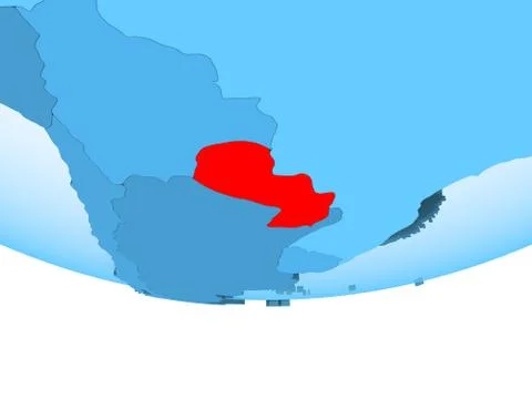 Paraguay in red on blue map Ilustração Stock