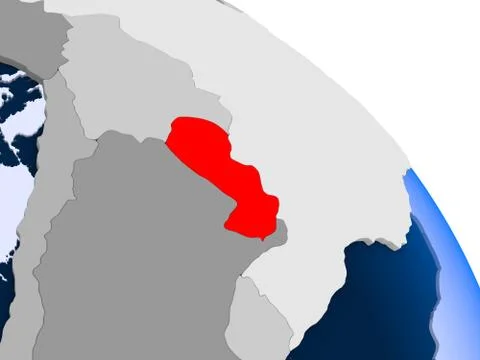 Paraguay in red on map 스톡 일러스트