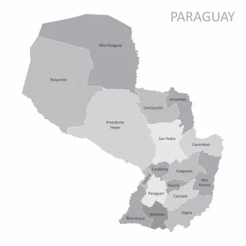 Paraguay regions map Stock Illustration