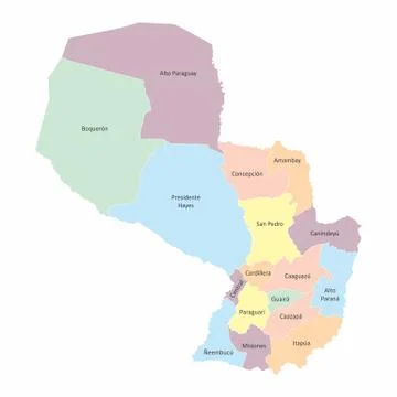 Paraguay regions map Stock Illustration
