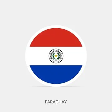 Paraguay round flag icon with shadow. 스톡 일러스트