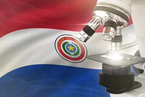 Paraguay  science concept - microscope on flag Illustrazione stock