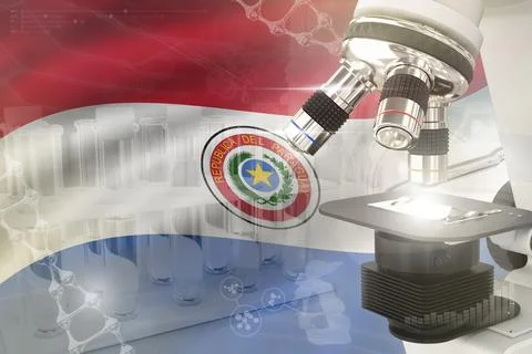 Paraguay science development digital background - microscope on flag Stock Illustration