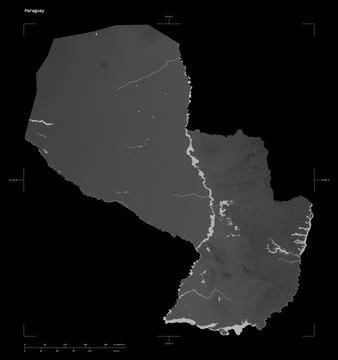 Paraguay shape on black. Grayscale イラスト素材