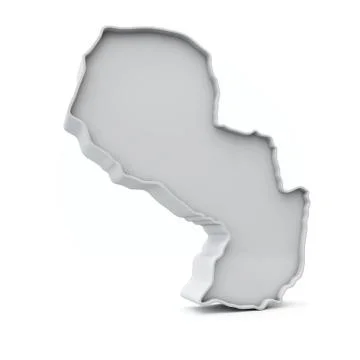 Paraguay simple 3D map in white grey. 3D Rendering Illustrazione stock