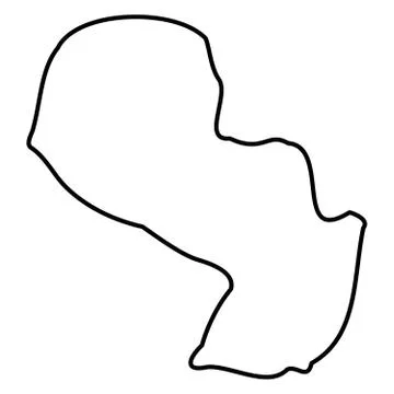 Paraguay - solid black outline border map of country area. Simple flat vector 库存插图