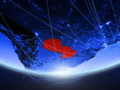 Paraguay from space with network イラスト素材